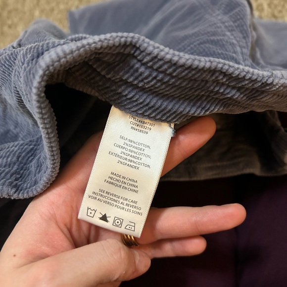 KUT from the Kloth Reese - Corduroy Pants w/Pork Chop Pockets Size 2, Slate Blue - Picture 6 of 6